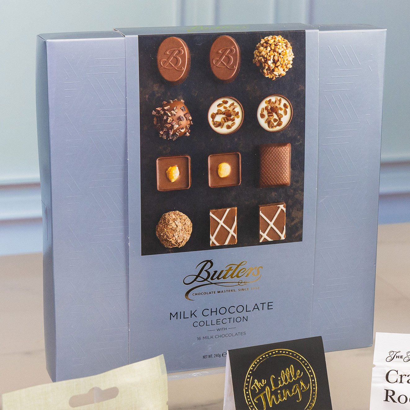 Butlers Milk Chocolate Collection featuring an assortment of smooth handcrafted milk chocolates in an elegant presentation box.