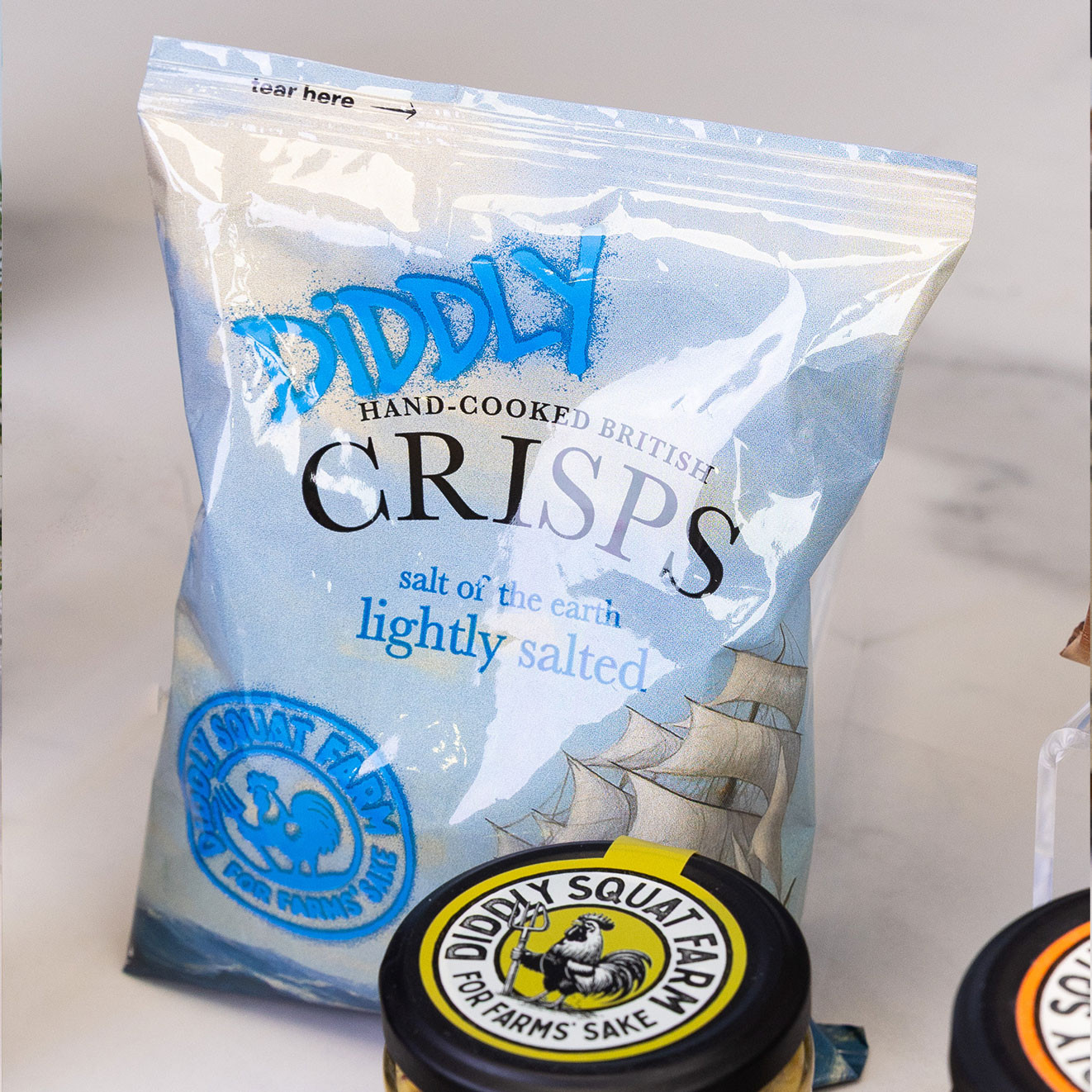 Bag of Diddly Hand-Cooked British Crisps in Lightly Salted flavour, offering a simple, crunchy snack made with premium British potatoes.