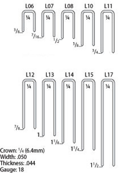 Senco L11BAB 3/4" Length Galvanized 18 Gauge 1/4" Crown Staples - 5,000 per Box