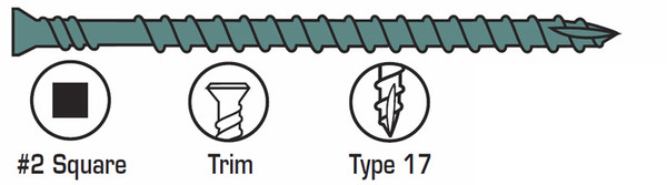 Senco 08R300W #8 x 3" Trim Head Screws for Composite Decking - 800 per Tub Senco 08R300W #8 x 3" Trim Head Screws for Composite Decking - 800 per Tub
