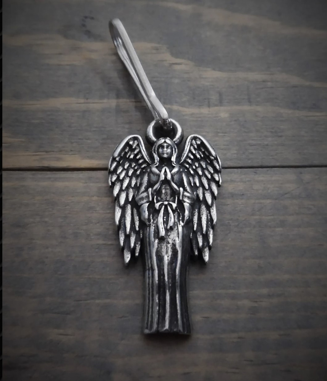 Guardian Angel Zipper Pull - Silver