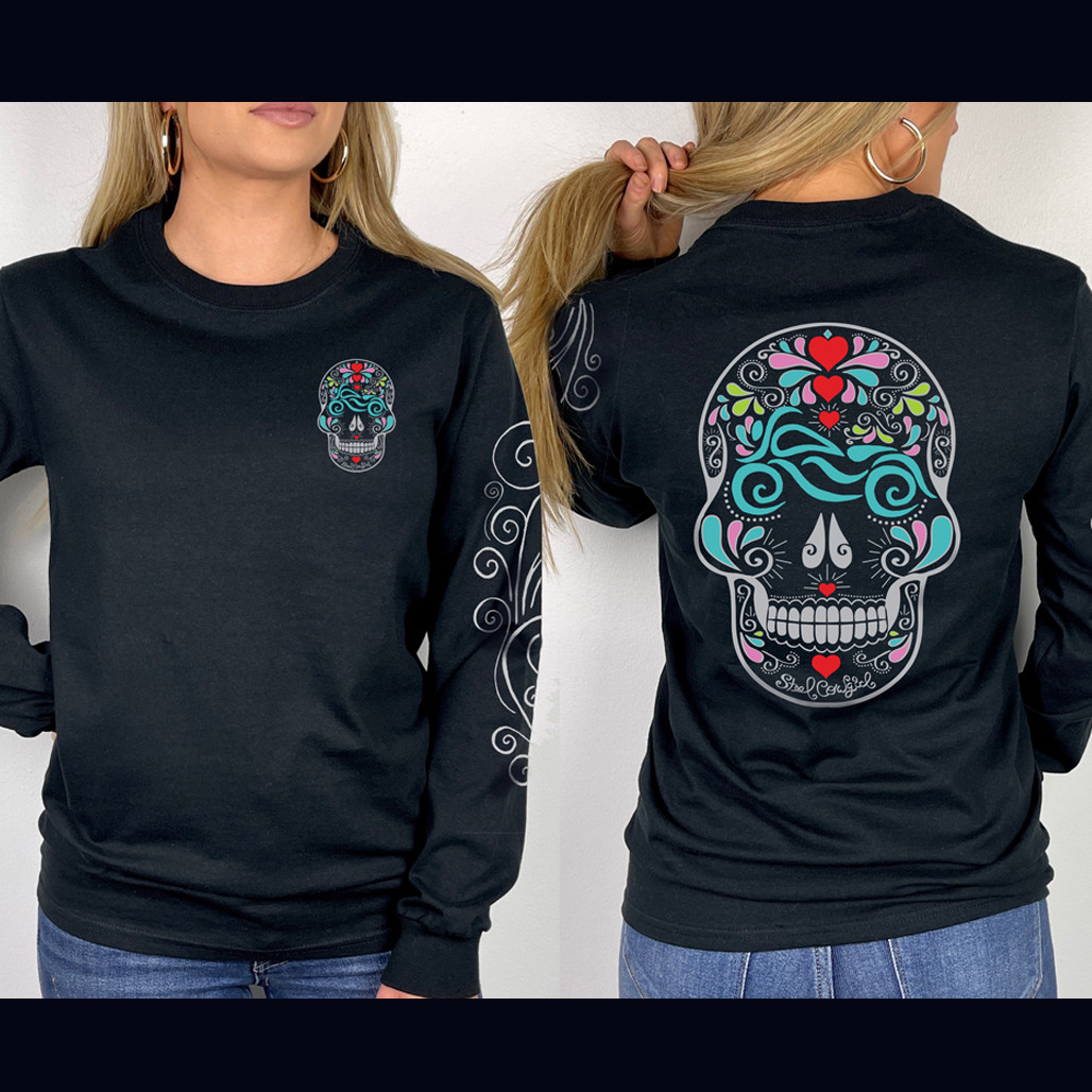 T-shirt Manches Longues Biker Skull Crane – Homme Et Enfant – Plusieurs Tailles Et Couleurs