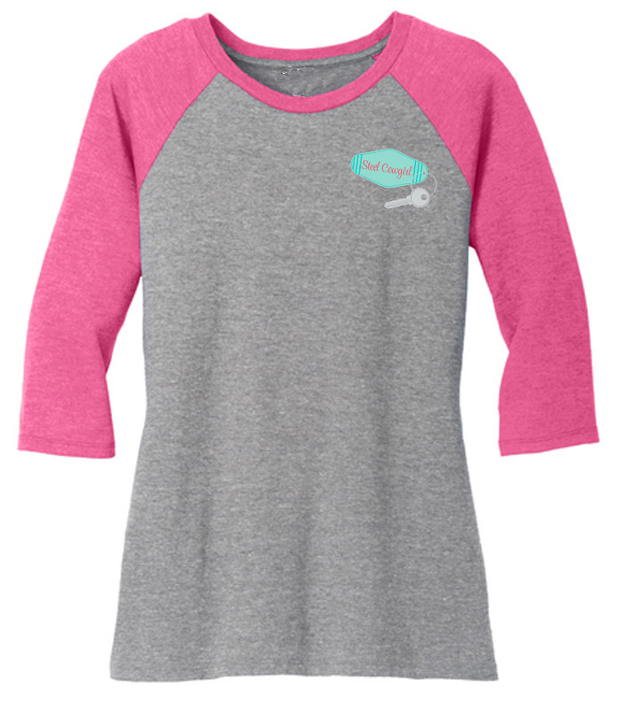 Retro Motel Sign Pink Motorcycle Raglan T-Shirt