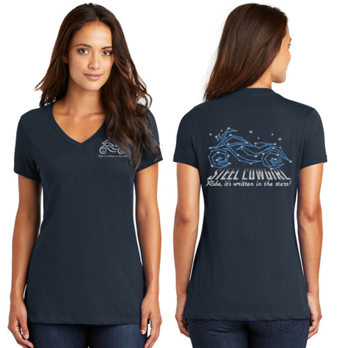 Ride, It's Written In The Stars ~ Celestial Short Sleeve V-Neck Motorcycle Shirt * Graphics are protected by copyright laws, unauthorized use is prohibited.