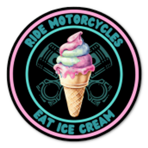 3" waterproof decal - Ride Motorcycles Eat Ice Cream 3" waterproof decal - Ride Motorcycles Eat Ice Cream