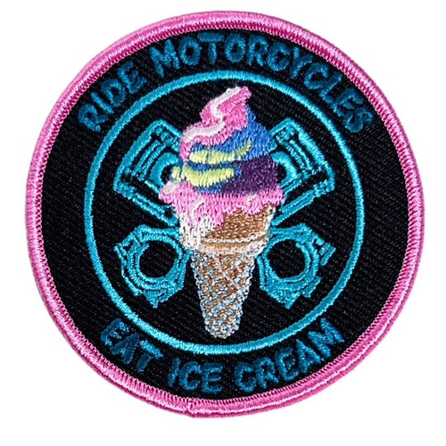 Ride Motorcycles Eat Ice Cream 2.5" Embroidered Patch