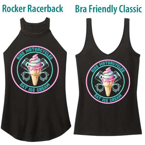Ride Motorcycles Eat Ice Cream Black Tank Top