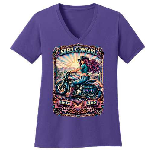 The Desert Rally Tee - Purple Short Sleeve V-Neck