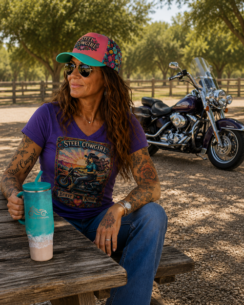The Desert Rally Tee - Purple Short Sleeve V-Neck