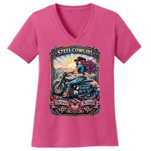 The Desert Rally Tee - Pink Short Sleeve V-Neck