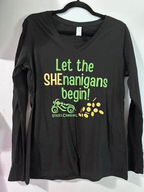 WAREHOUSE SALE Shenanigans Black Long Sleeve V-Neck - Medium