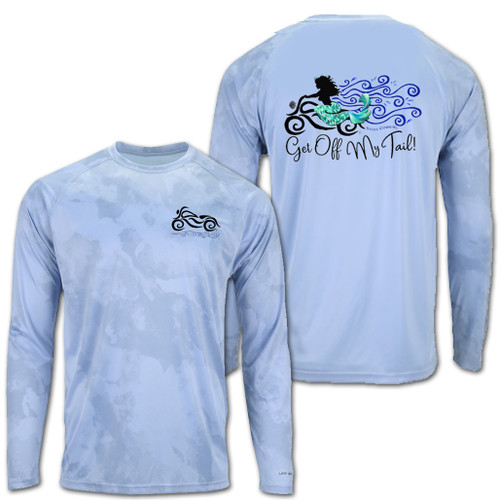 GET OFF MY TAIL! aUPF50 Light Blue Mermaid Motorcycle Shirt - MEN'S SIZING, SEE BELOW