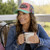 Steel Cowgirl Retro Love Floral Mesh Ponytail Hole Hat