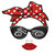 Steel Cowgirl Shades embroidered-look motorcycle shirt graphic with red polka dot bandana and sunglasses