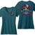 Ride A Little Witchier women's short sleeve V-neck motorcycle shirt in Heathered Teal with small front and large back graphic