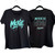 Steel Cowgirl Street MOXIE black women's V-neck tee with aqua front graphic and definition on back