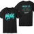 Steel Cowgirl Street MOXIE black unisex crew neck T-shirt with aqua front graphic and MOXIE definition on back