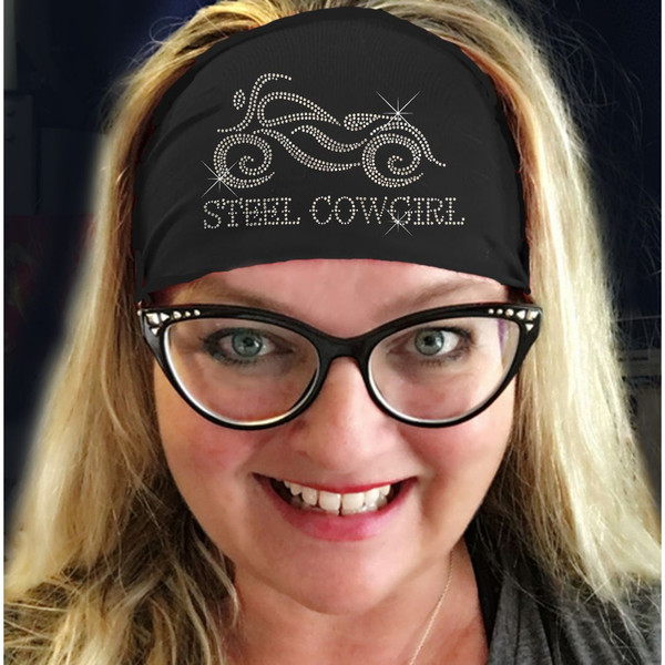 Performance Wicking Fabric Crystal Motorcycle Headwrap by Steel Cowgirl (graphics are protected by copyright laws, unauthorized use is prohibited)