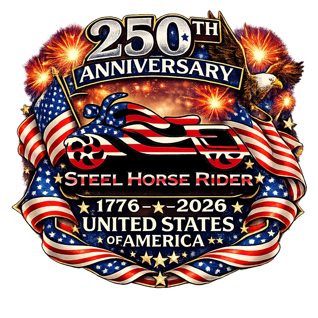 Steel Horse Rider United States 250th Anniversary patriotic graphic