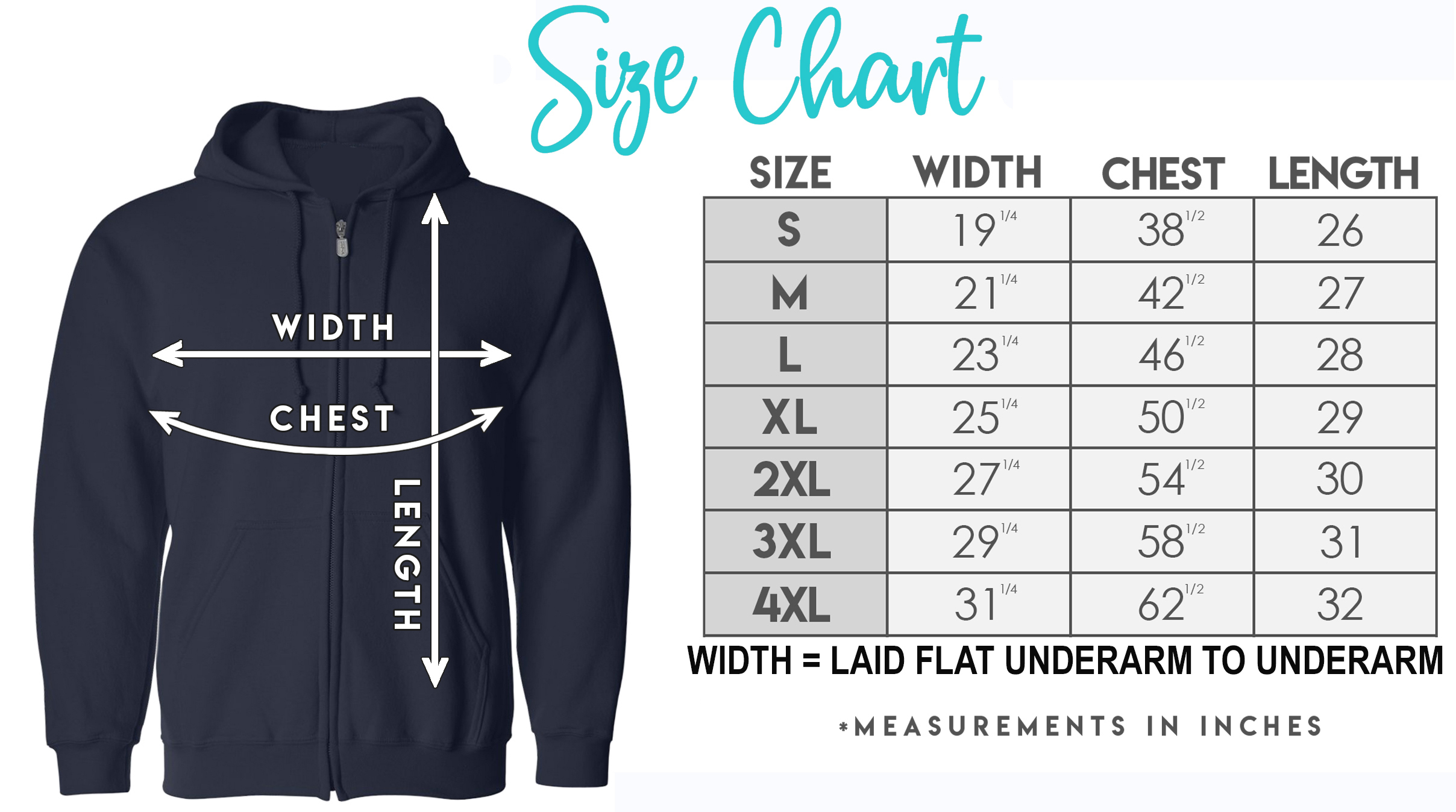 Hoodie Size Chart