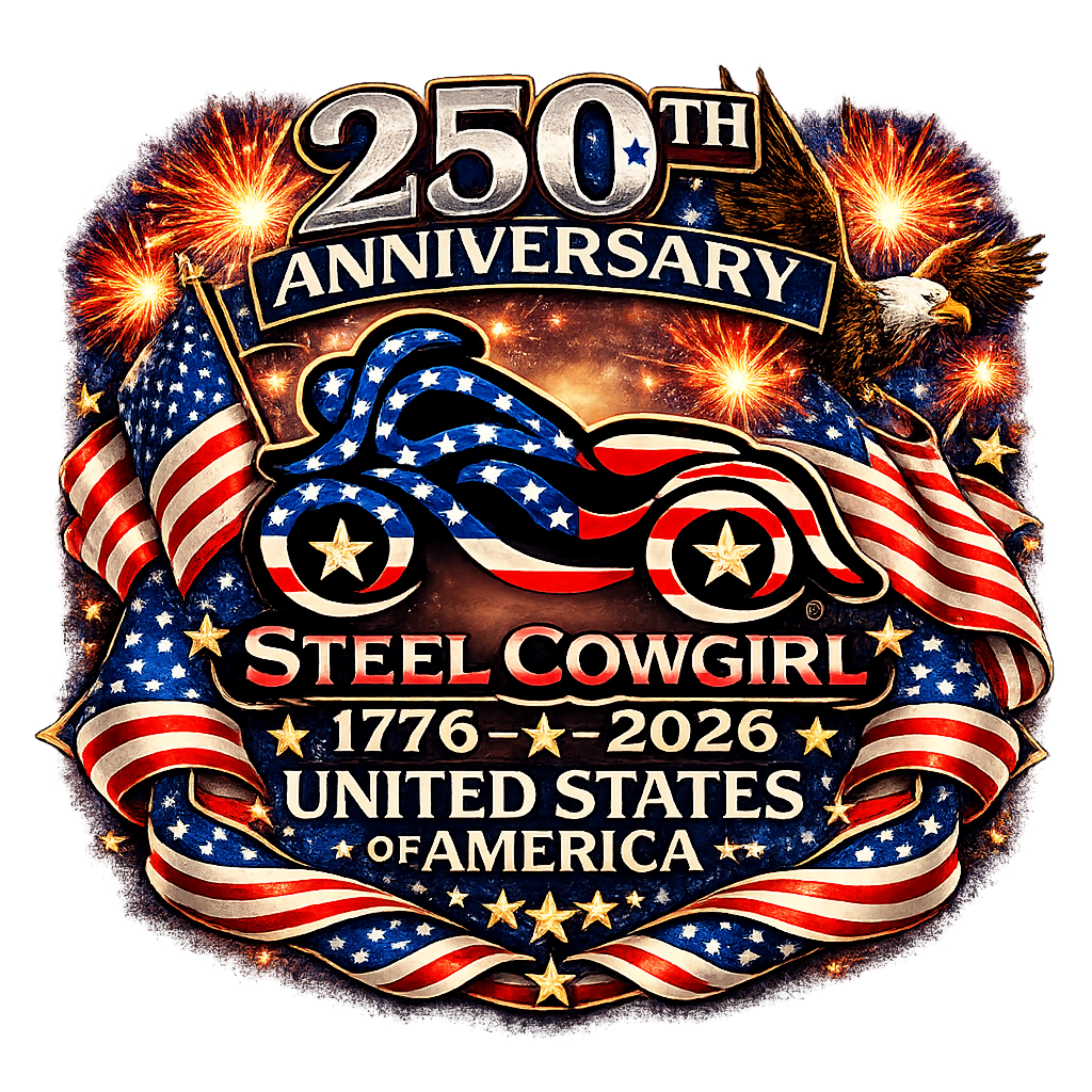 Steel Cowgirl United States 250th Anniversary patriotic graphic