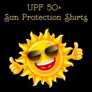 UPF 50 Plus Sun Protection Shirts smiling sun graphic