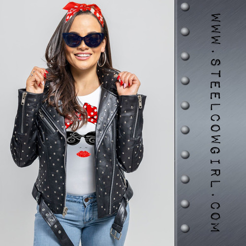 Studded Lambskin Leather Moto Jacket Studded Lambskin Leather Moto Jacket