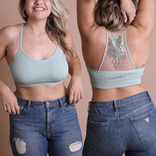 Pretty Tan Filigree Tattoo Racerback Bralette