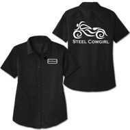 Steel Cowgirl Signature Logo Black Workshirt * Graphics are copyright protected, unauthorized use is prohibited