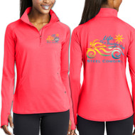 Life, It's A Beautiful Ride Bright Coral Wicking Thumbhole Motorcycle Shirt  * Graphics are protected by copyright laws, unauthorized use is prohibited.
