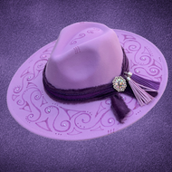 One Of A Kind Hand Burned "Lavender Lux " Rancher Style Cowboy Hat by Steel Cowgirl