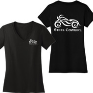 Steel Cowgirl Signature Logo Short Sleeve V-Neck T-Shirt 