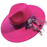 One Of A Kind Hand Burned "Catching Dreams Of Whimsy" Fuschia Pink Rancher Style Cowboy Hat