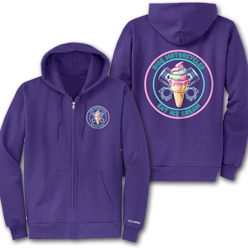 Ride Motorcycles Eat Ice Cream Purple Hoodie