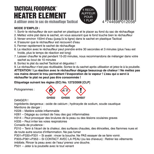 Réactif chauffant sans flamme Tactical Heater Element Réactif chauffant sans flamme Tactical Heater Element