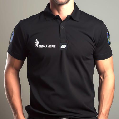 Polo gendarmerie noir pour homme