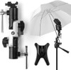 Camera adapter with umbrella holder for light stands