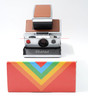 Pre-Owned - Vintage Refurbished Polaroid SX-70 Model 2 White Folding Instant Film Camera with brown leather case