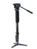 Benro A48FDS4 Monopod with 3-Leg Locking Base and S4 Head, 4 Leg Sections, Flip Lock Leg Release (Black)