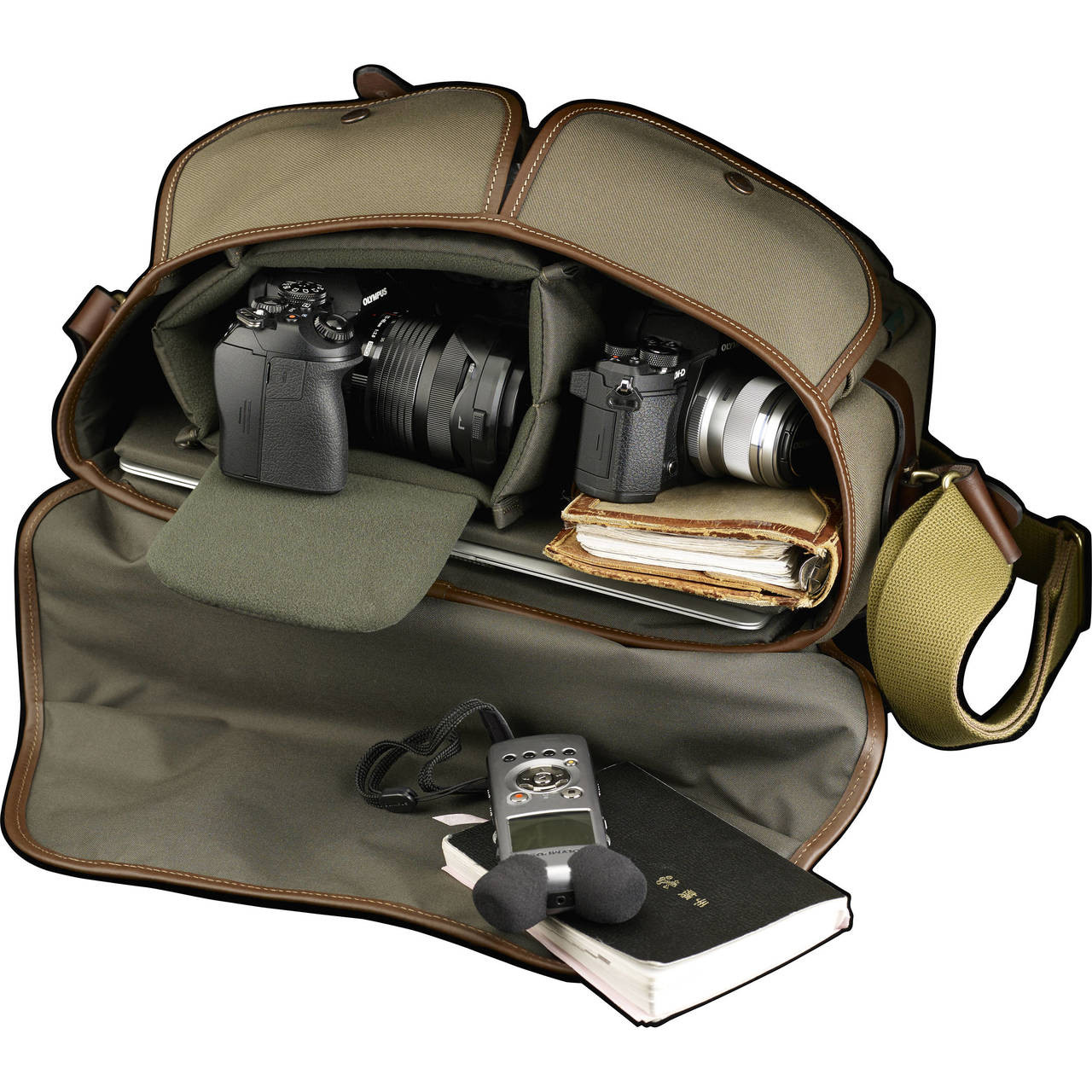 Billingham Hadley One Camera/Laptop Bag (Sage FibreNyte/Chocolate Leather)