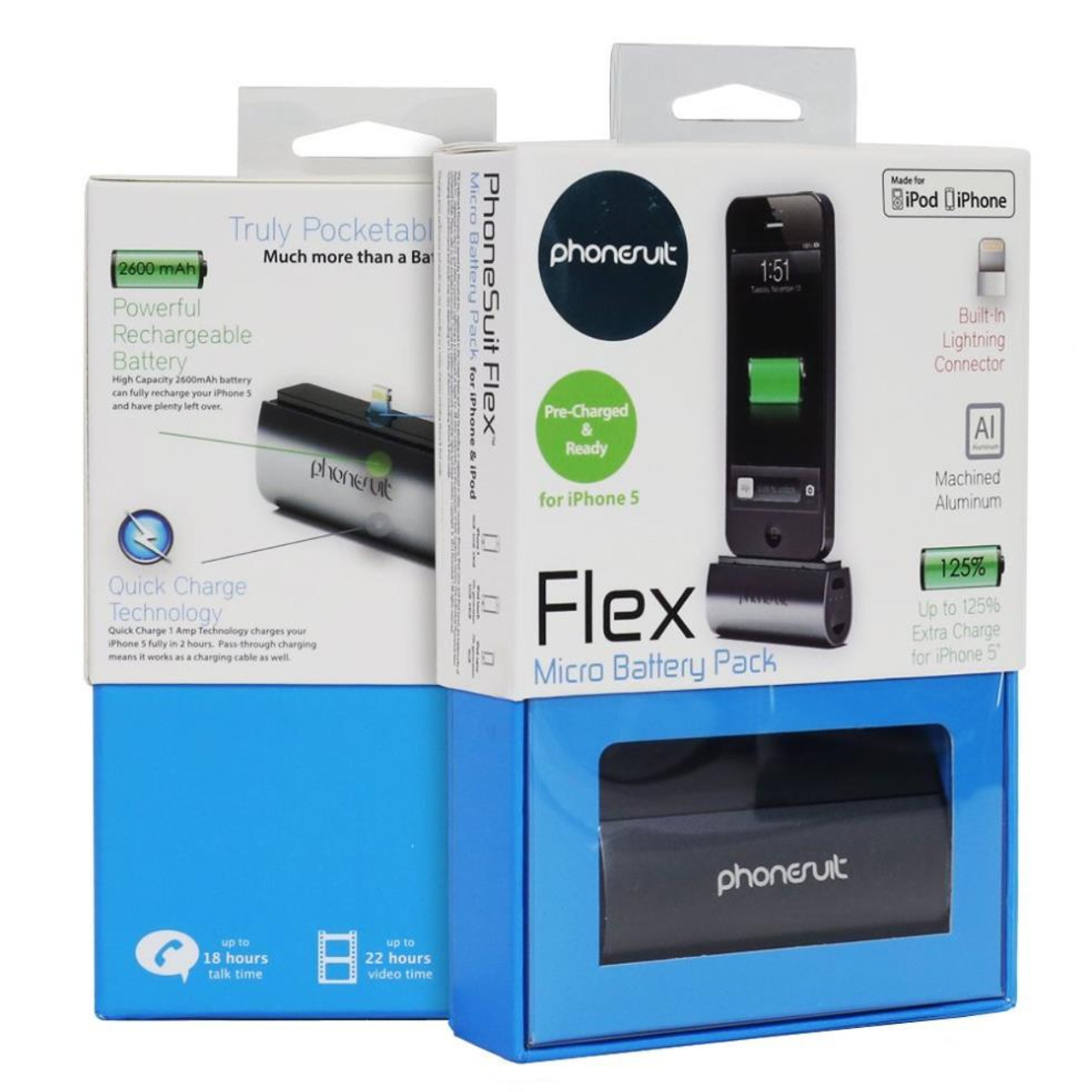 PhoneSuit Flex Pocket Charger for iPhone 5, iPod Touch 5th Gen, iPod Nano  7th Gen (Black)