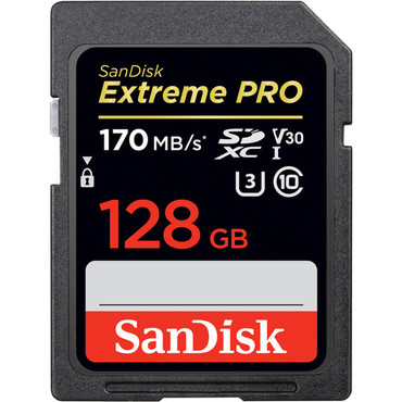 SanDisk 128GB Extreme PRO UHS-I U3 V30 SDXC Memory Card 170MB/s