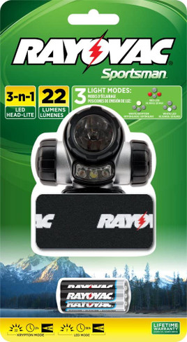 RAYOVAC Sportsman 22 Lumen 3 in 1 Headlight with 3 AAA Batteries