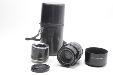 Pre-owned Minolta MC Macro Rokkor-QE 100mm F/3.5 w/Macro 100mm extension tube and metal lens hood