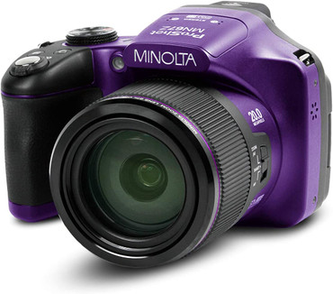 Minolta Pro Shot 20 Mega Pixel HD Digital Camera with 67x Optical Zoom, Full 1080p HD Video & 16GB SD Card (Purple)