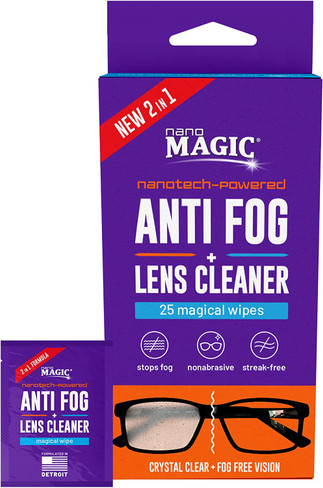 Nano Magic 2-in-1 Anti Fog & Lens Cleaning Wipes, Designed for Delicate Optics, Eyeglasses, Face Shields, Eyeglass Wipes with Invisible Nano Coating, Quick Dry, Streak-Free Lens Wipes