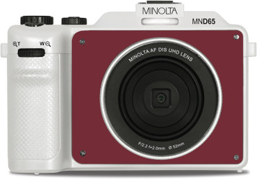 MINOLTA® MND65 56 MP Autofocus / 4K60FPS Ultra HD Camera w/WiFi (White Body, Black+Red Faceplates)