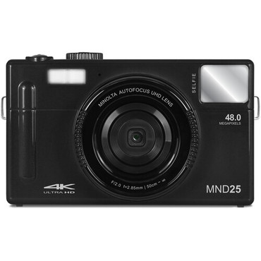 MINOLTA® MND25 48 MP Autofocus / 4K Ultra HD Camera w/Selfie Mirror (Black)