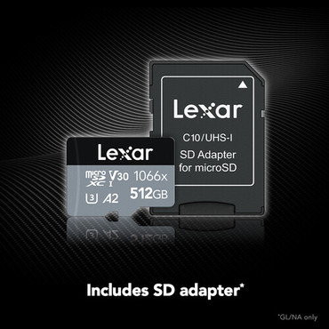 Lexar 512GB Professional 1066x UHS-I microSDXC Memory Card with SD Adapter (SILVER Series)