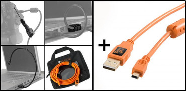 Tether Tools Starter Tethering Kit with 15' USB 2.0 Mini-B Cable, Orange Tether Tools Starter Tethering Kit with 15' USB 2.0 Mini-B Cable, Orange